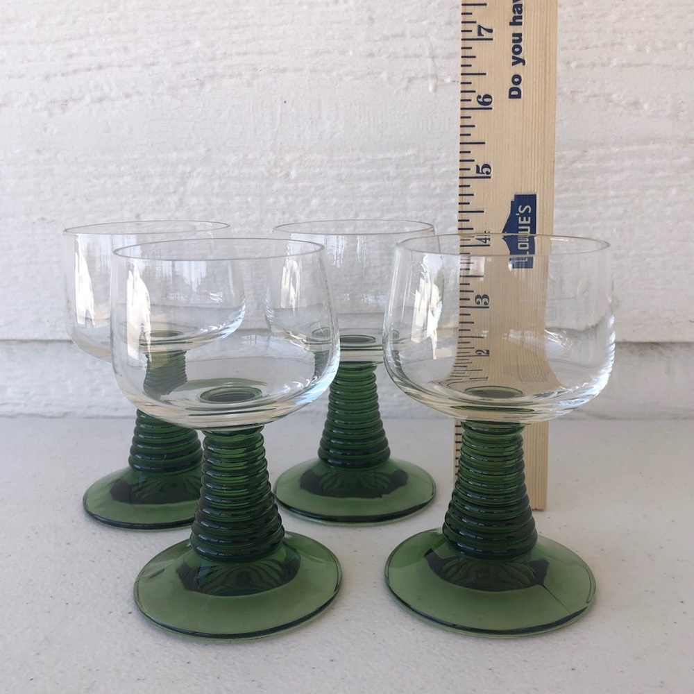 Vintage Green Beehive Wine Goblets Set of 4